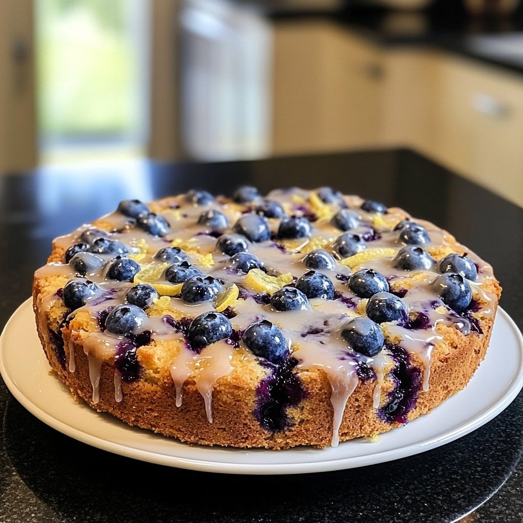 Zitronenkuchen mit Blaubeeren