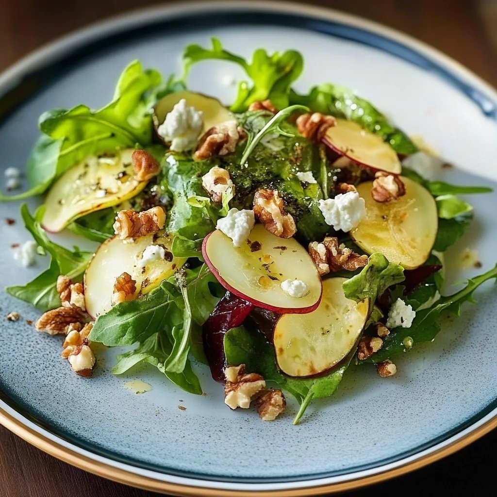 Birnen-Carpaccio auf Pflücksalat mit Gorgonzola und Walnüssen