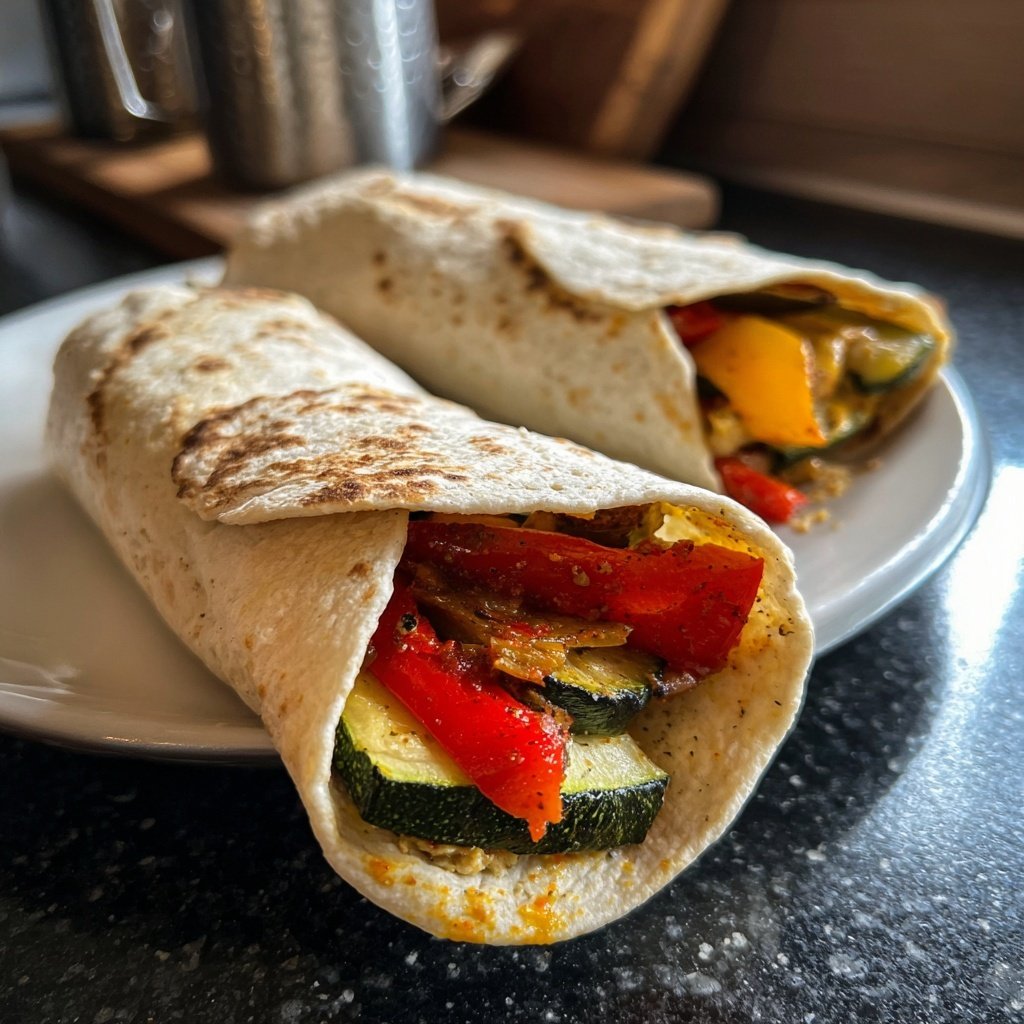 Wraps mit Ofengemüse und Hummus