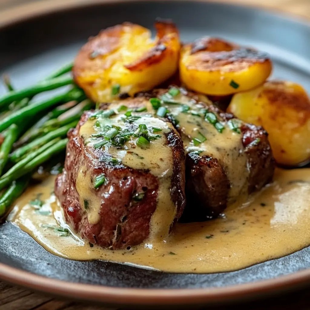 Rinderfilet-Medaillons mit Saint Agur-Klößen