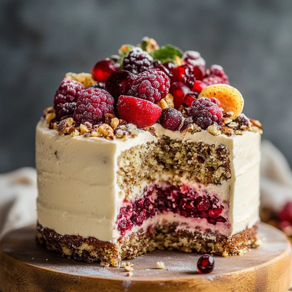 Haselnuss-Nougat-Torte mit Sauerkirschen
