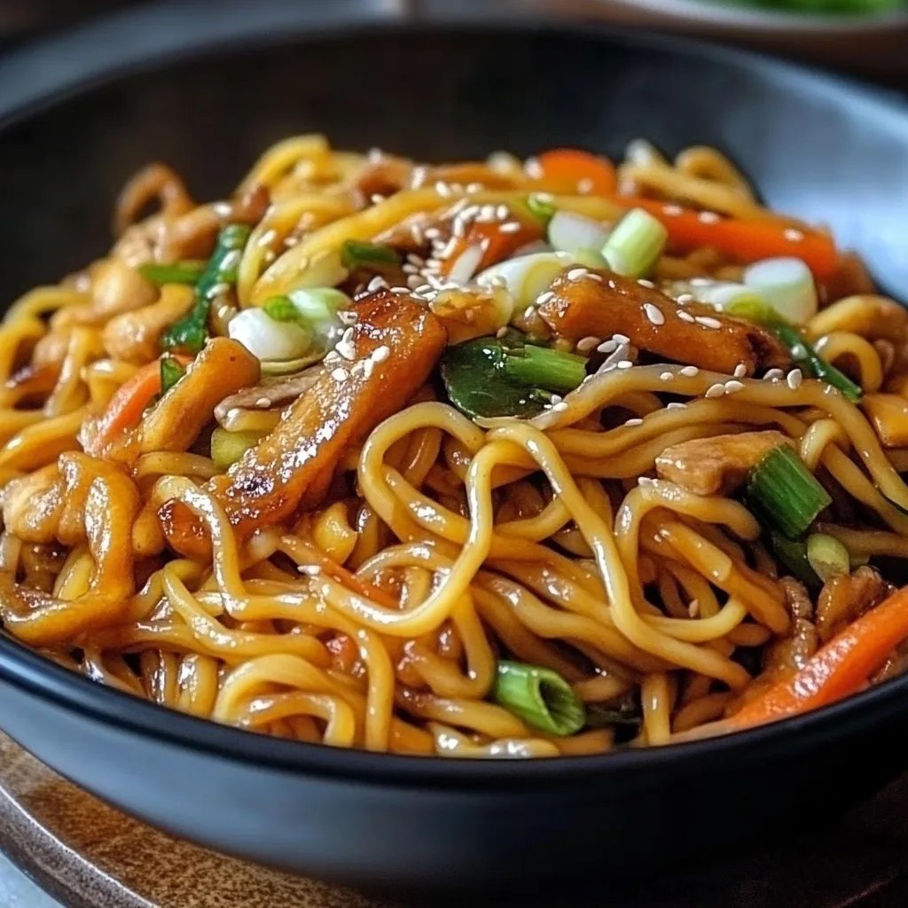 Chinesische Nudeln mit Hähnchen