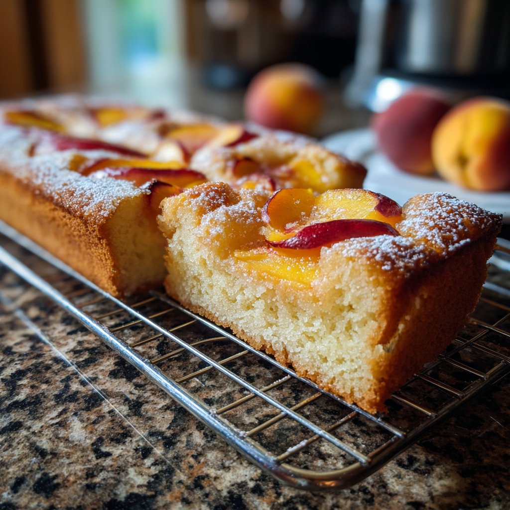 Blechkuchen mit Pfirsichen vom Blech