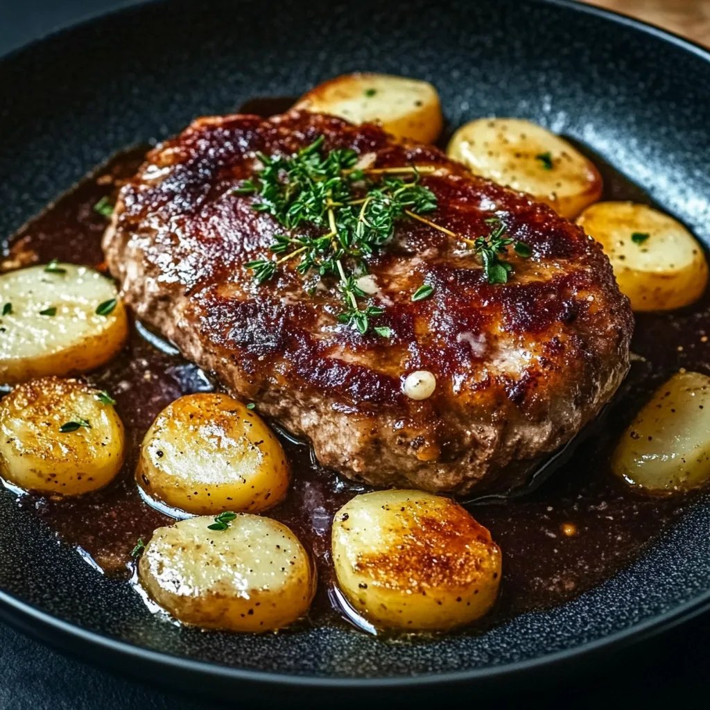 Hackbraten mit Kartoffeln in Sahne