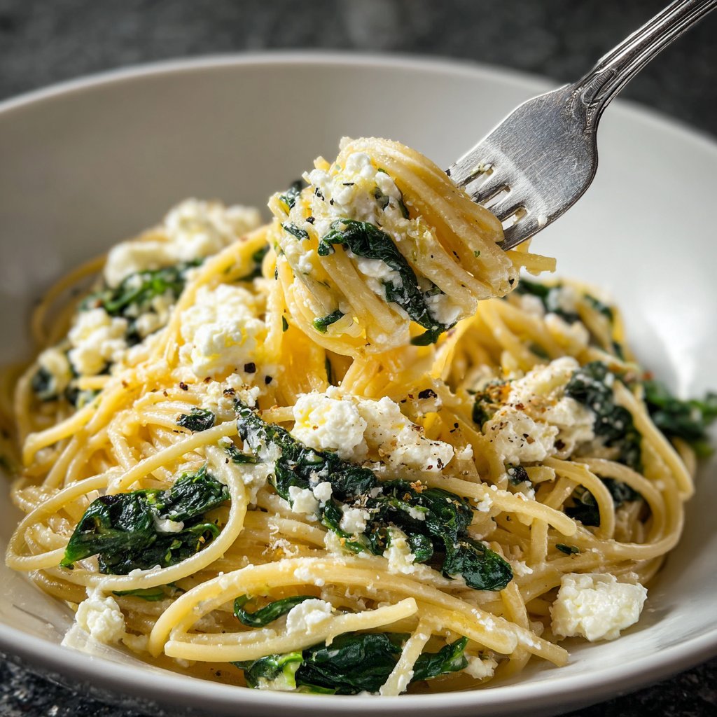 Spaghetti mit Spinat und Ricotta