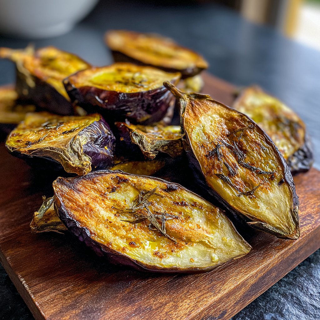 Gebackene Auberginen mit Knoblauchöl