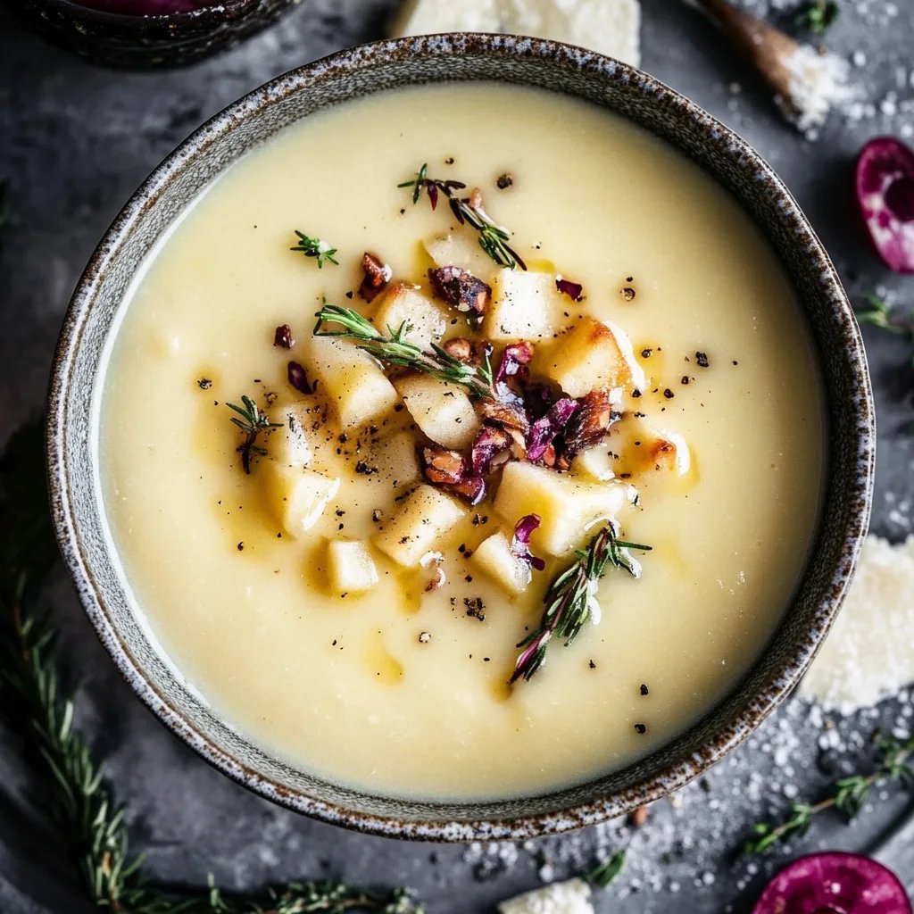 Festliche Pastinaken Apfel Suppe mit Cheddar