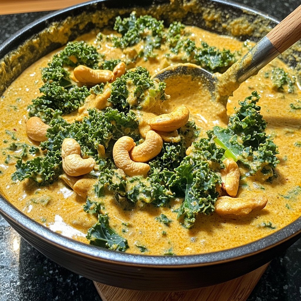 Veganes Grünkohlcurry mit Cashewkernen